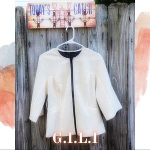 G.I.L.I Perforated Faux Leather Jacket Size 2